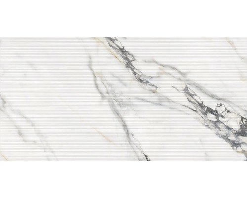 Placă decorativă de perete cu aspect de marmură și suprafață canelată