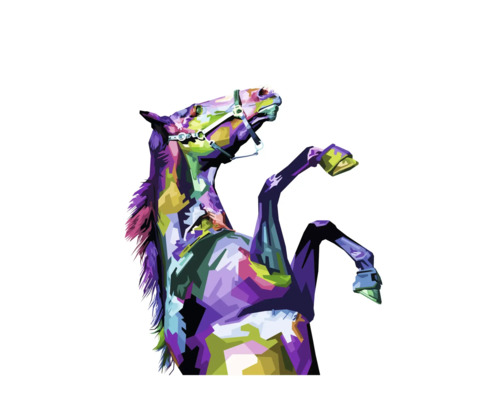 Sticker perete cal colorat 50x70 cm