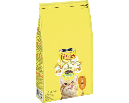 Hrană uscată pentru pisici PURINA Friskies Adult cu pui și legume 1,5 kg