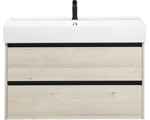 Dulap de bază pentru lavoar cu două sertare și lavoar aplicat