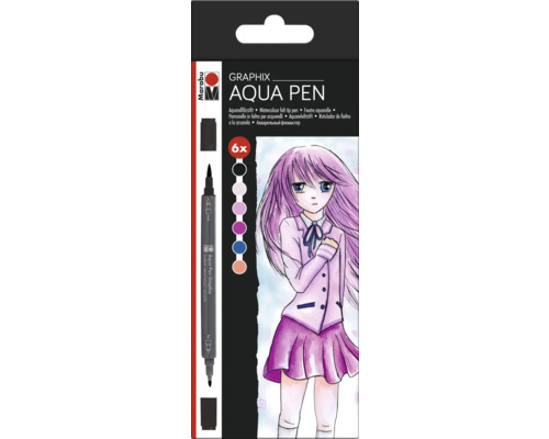 Set de șase carioci acuarelă Marabu Aqua Pen Graphix