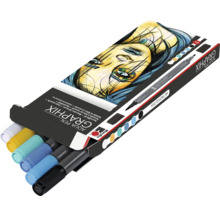Set Marabu Aqua Pen Graphix Metropolitan cu șase pixuri în ambalaj deschis.