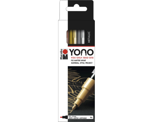 Marker metalizat Marabu Yono 0,5-1,5 mm set de 4 bucăți