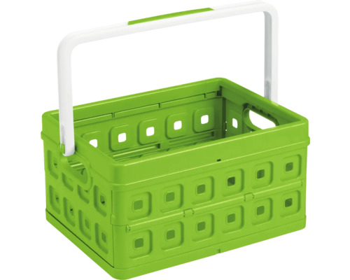 Coș pliabil verde cu mâner alb