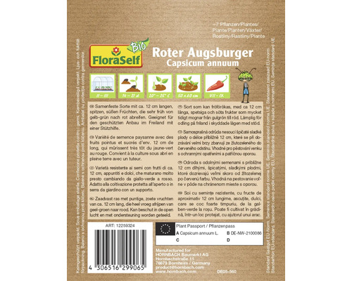 FloraSelf Roter Augsburger Capsicum annuum soi cu semințe rezistente