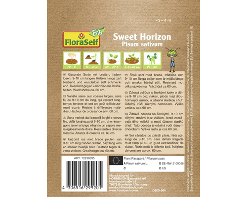 Pachet de semințe de mazăre Sweet Horizon Pisum sativum cu informații despre produs de la FloraSelf