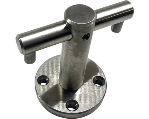 Suport metalic pentru balustradă cu placă de montaj rotundă și bară orizontală