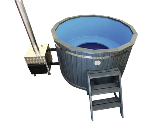 Cadă fierbinte cu lemne, cu scară și sobă din oțel inoxidabil