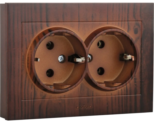 Priza dublă cu aspect de lemn