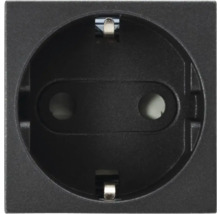 Priză simplă cu împământare Moda Voice, protecție copii, 2 module, antracit mat