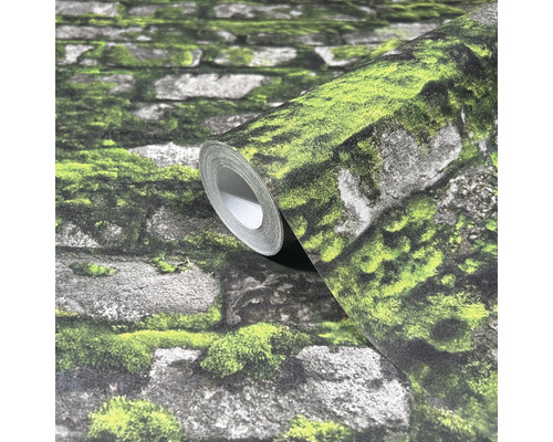 Rola de tapet cu motiv de zid de piatră și acoperire cu mușchi