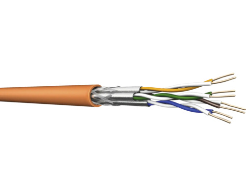 Cablu rețea date STP Cat 7 Draka portocaliu, inel 100m