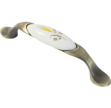 Mâner de mobilă din metal și ceramică cu motiv spice de grâu