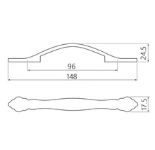 Mâner IFL distanță între perforații 96mm, metalic, finisaj grafiat, M4 x 96 mm