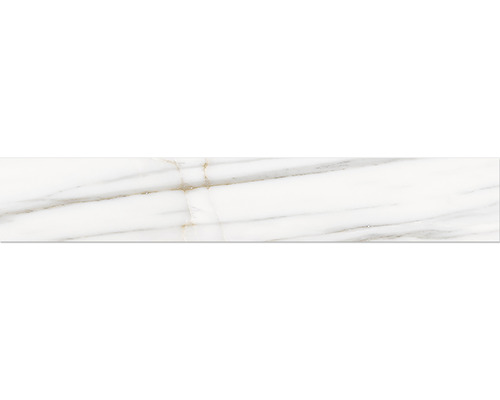 Plintă ceramică MIRAVA LUCCA Bianco auriu mat 10x60 cm Model de faianță cu aspect de marmură