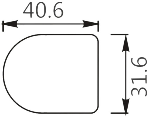 Desen tehnic cu dimensiuni: 40,6 și 31,6