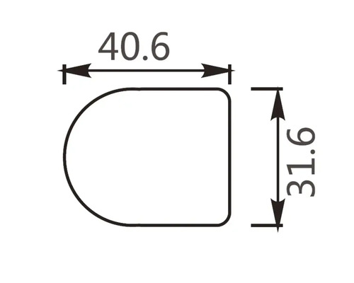 Desen tehnic cu dimensiuni: 40.6 și 31.6