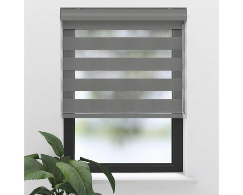 Rulou dublă gri pe fereastră pentru controlul luminii