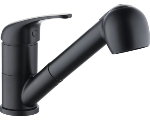 Baterie de bucătărie neagră cu duș extractibil