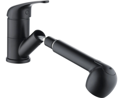 Baterie de bucătărie neagră cu duș extractibil