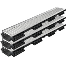 Trei rigole de drenaj din plastic stivuite cu inserție metalică