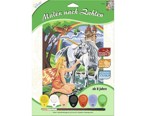 Set pictură după numere cu motiv unicorn și zână