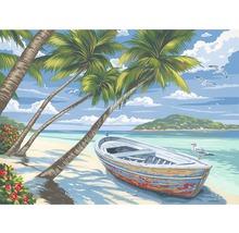 Pictură pe numere Plajă cu palmieri 30x40 cm-thumb-0 Pictură pe numere Plajă cu palmieri 30x40 cm-thumb-0