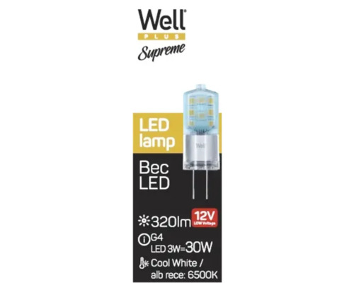 Bec LED Well G4 3W 320 lumeni 12V, formă capsulă, lumină | HORNBACH