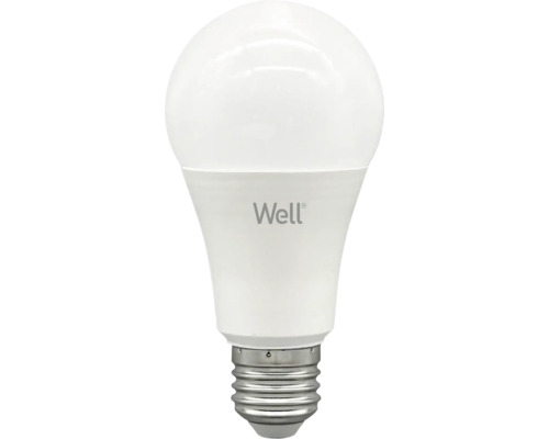 Bec LED Well E27 15W 1650 lumeni, pară mat A65, lumină caldă, senzor lumină Bec cu logo Well