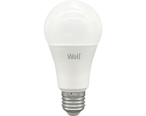 Bec LED Well E27 15W 1650 lumeni, pară mat A65, lumină caldă, senzor mișcare radar Bec economic cu logo Well