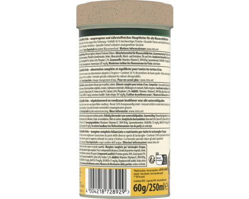 Tetra ReptoMin Sticks 60 grame, hrană completă pentru țestoase de apă