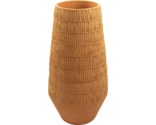 Mască ghiveci ceramică Ø 18 cm H 40 cm maro Vază decorativă din teracotă cu textură canelată