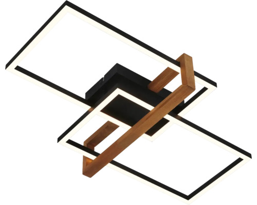 Plafonieră cu LED integrat Briloner 34W 3800 lumeni, negru/lemn