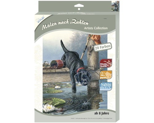 Set pictură după numere cu un motiv cu un câine la lac