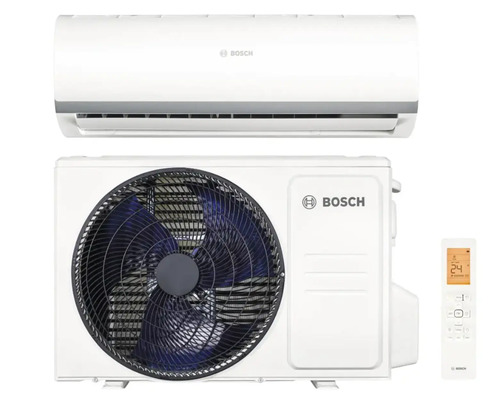 Aparat de aer condiționat Bosch unitate interioară, unitate exterioară și telecomandă