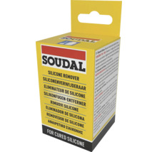 Soluție de îndepărtat silicon Soudal pentru silicon întărit, în ambalaj galben