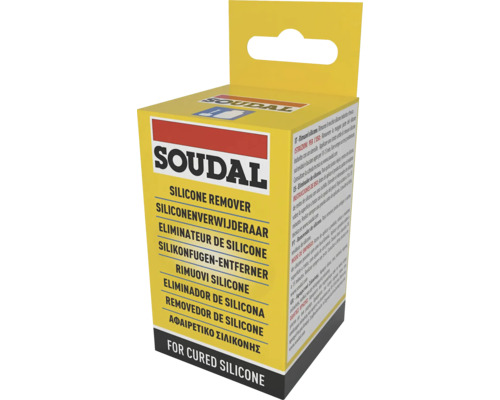 Soluție de îndepărtat silicon Soudal pentru silicon întărit, în ambalaj galben Soluție de îndepărtat silicon Soudal pentru silicon întărit, în ambalaj galben