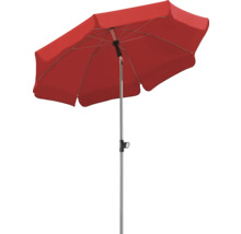 Umbrelă de soare roșie cu suport central pentru exterior