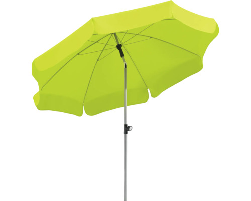 Umbrelă de soare galbenă cu suport metalic pentru exterior