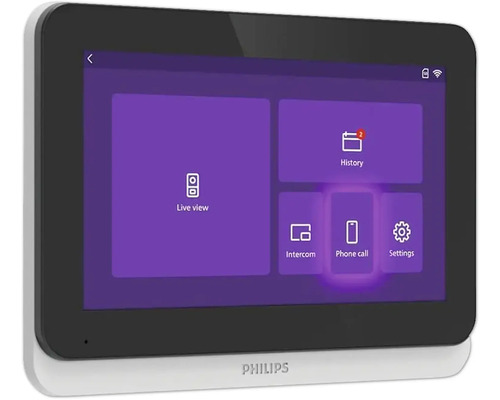 Afișaj Philips cu interfață utilizator pentru vizualizare live, istoric, interfon, apel telefonic și setări