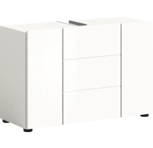 Dulap alb sub chiuvetă cu sertare și uși pentru baie