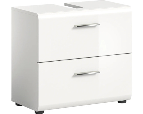 Dulap de lavoar alb cu două sertare și mânere