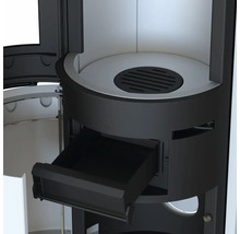 Imagine detaliată cu un șemineu cu sertarul de cenușă deschis