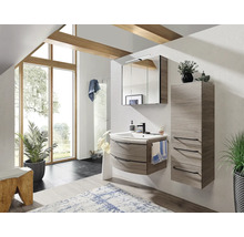 Baie cu lavoar, dulap cu oglindă și dulap înalt cu design modern