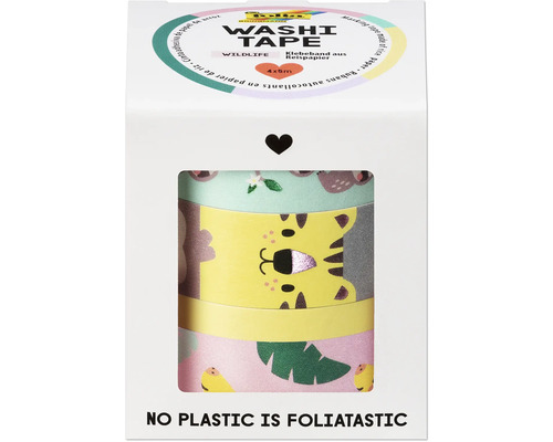 Bandă adezivă decorativă Washi Tape Wildlife, set 4 role 4x 5 m