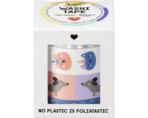Bandă adezivă decorativă Washi Tape Party Animals, set 4 role 4x 5 m