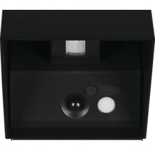 Aplică LED exterior Genie 2x1W, lumină caldă, IP44, senzor de mișcare, încărcare USB, negru