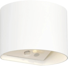 Aplică LED exterior Genie 2x1W, lumină caldă, IP44, senzor de mișcare, încărcare USB, alb