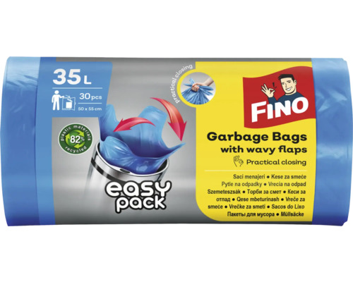 Saci menaj Fino Easypack 35L 50 x 55 + 8 cm, albastri, 30 bucăți