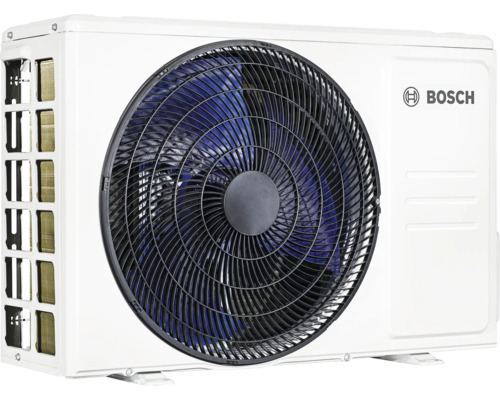 Logo Bosch pe o unitate exterioară de aer condiționat